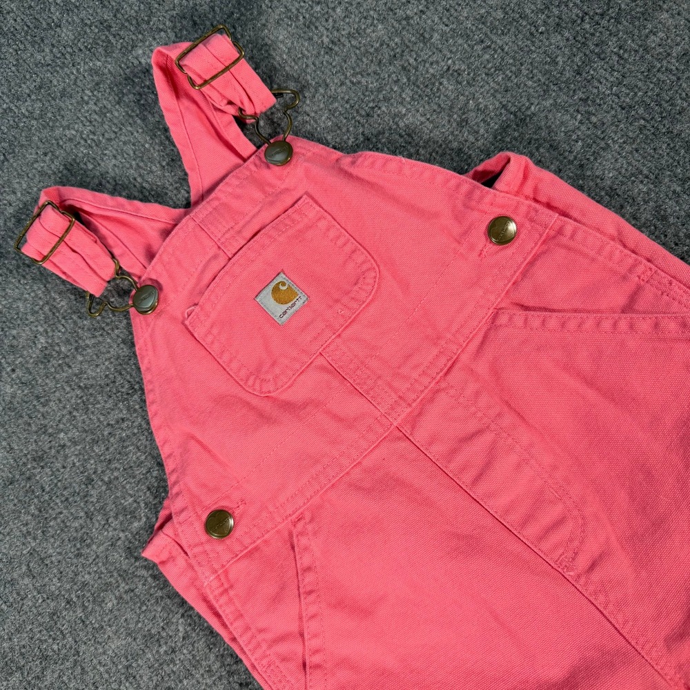 Carhartt Kids Pink Cotton Canvas Bib Overalls OX9712-G Size 24M #4411